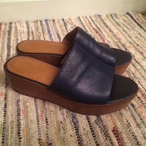 Navy Franco Sarto Mules Clogs Platform Sandals
